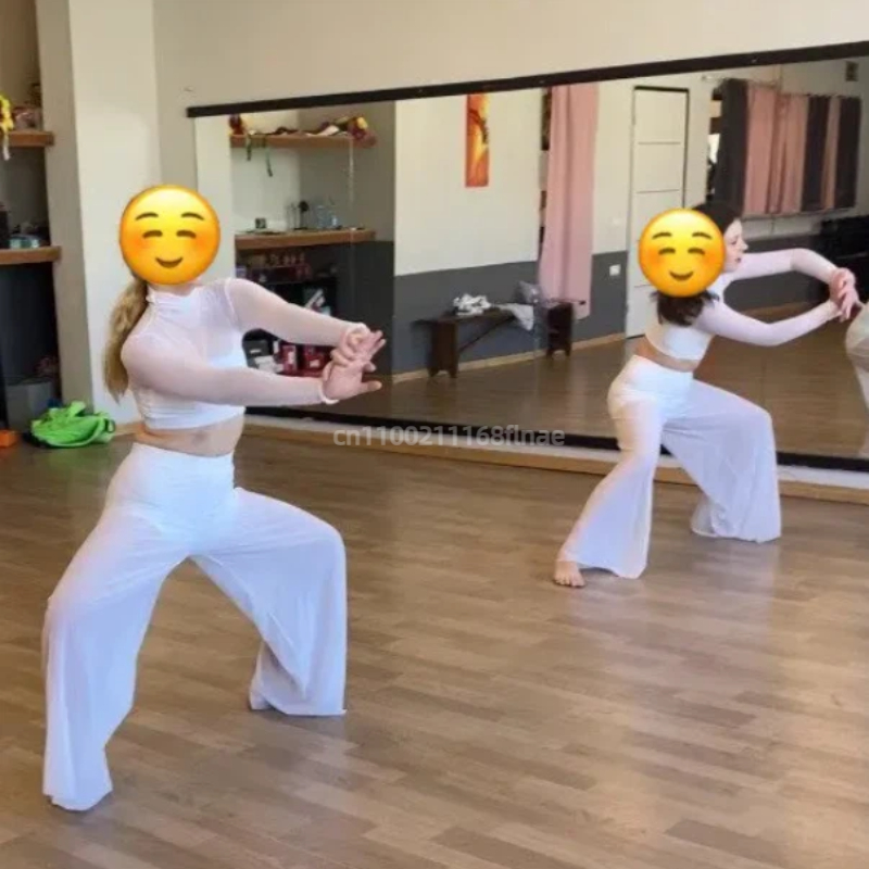 Ensemble de spectacle de danse pour femmes, haut d'entraînement de danse lyrique moderne et classique élégant, ensemble de pantalons, Costume de spectacle de ballet