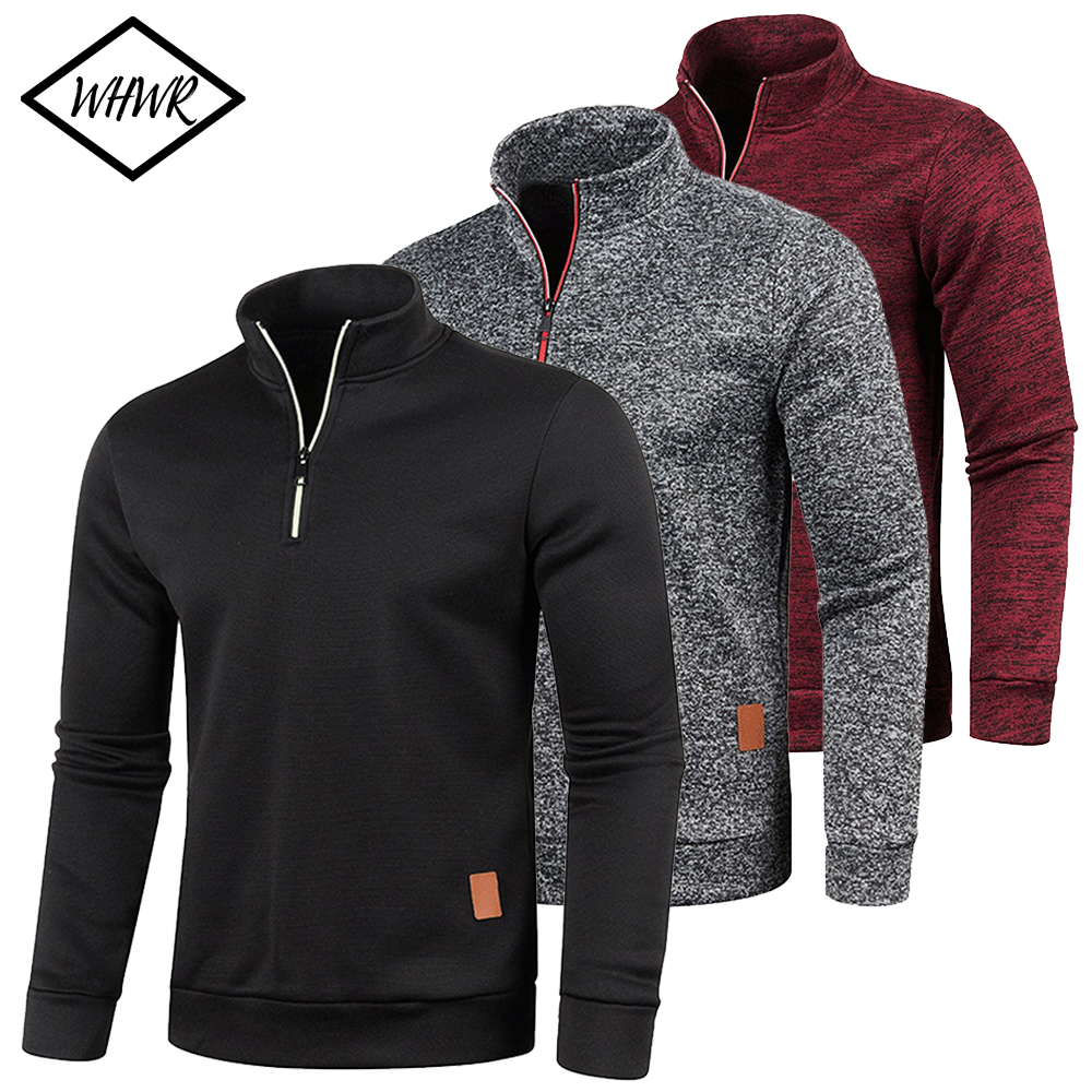 Pull à col roulé avec fermeture éclair pour homme, sweat-shirt d'extérieur, pull à demi-fermeture éclair, vêtements solides, PVD, printemps, automne
