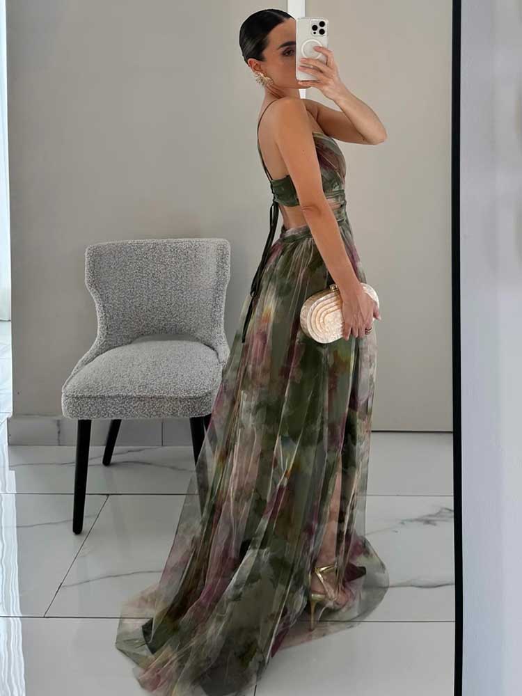 Robes Bohème Chic pour Soirée, Robes d'Été Taille Haute pour Femmes, Robe Longue Sexy en Maille Dos Nu à Bretelles Fines pour Anniversaire, Effet Amincissant