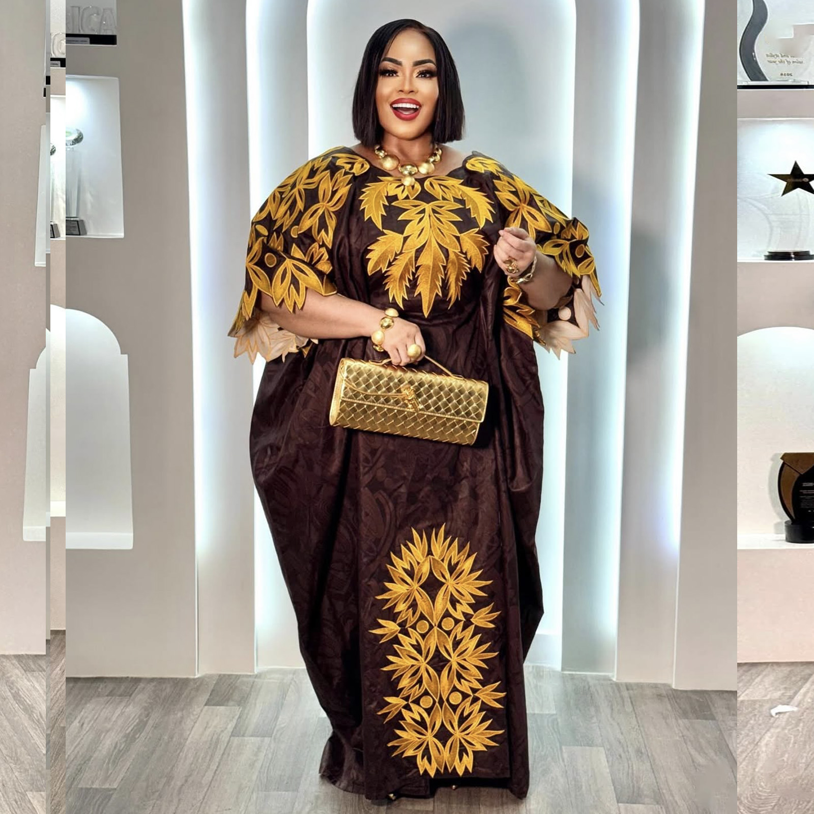 Tenue africaine pour femmes Abaya broderie grande taille robe d'église de fête élégante