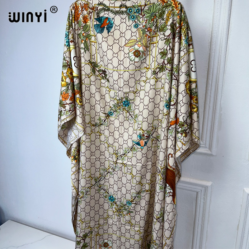 WINYI-Robe de Turquie de Luxe pour Femme Musulmane, Style Bohème, avec Lettres Imprimées, Dubaï, Taille Libre, Design Maxi, Africain, Élégant, 2024