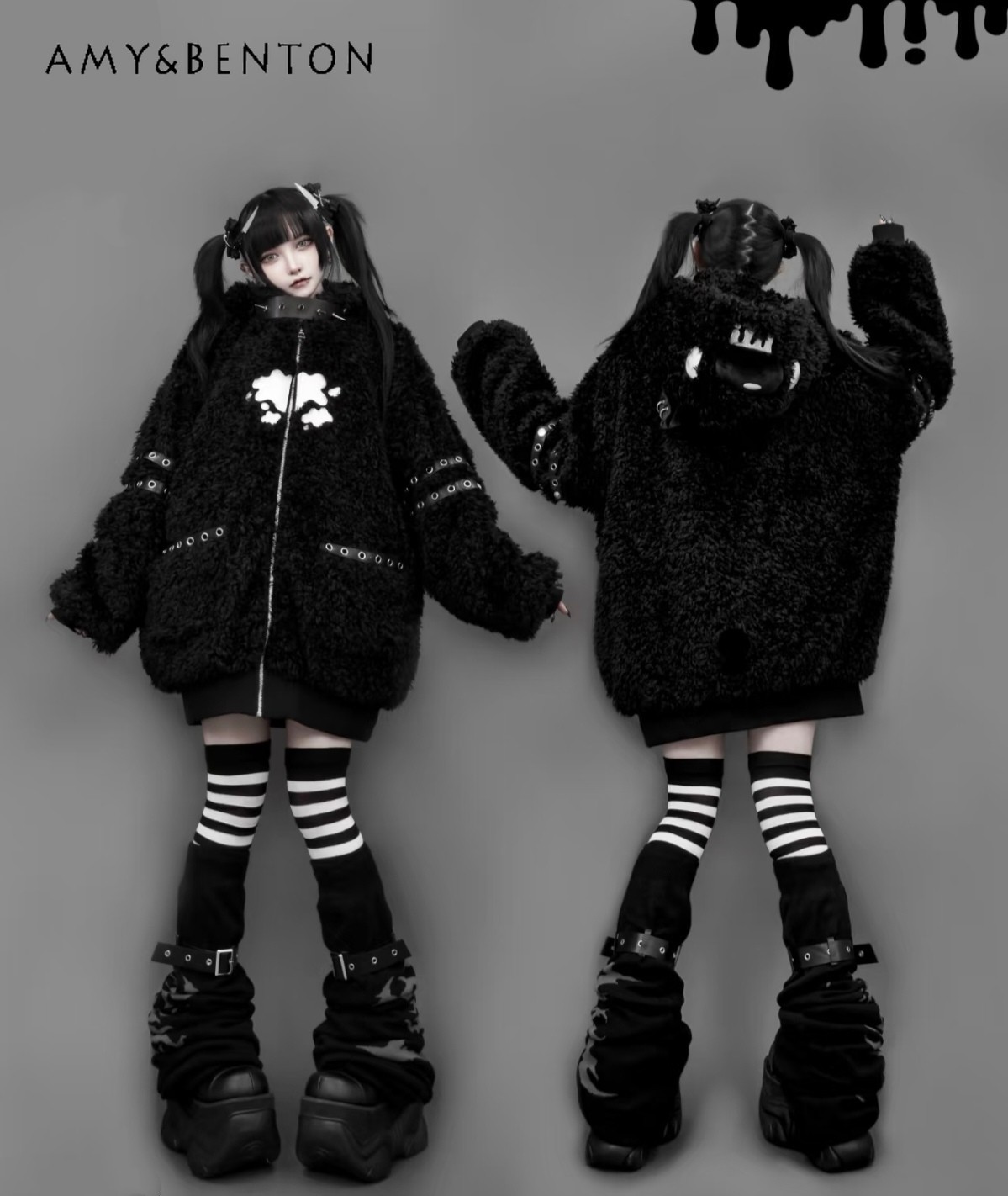 Manteau en peluche à capuche surdimensionné, mignon et kawaii, de style japonais, nouvelle collection automne-hiver 2026, subculture Y2k, pull en laine à fermeture éclair, doux et cool.