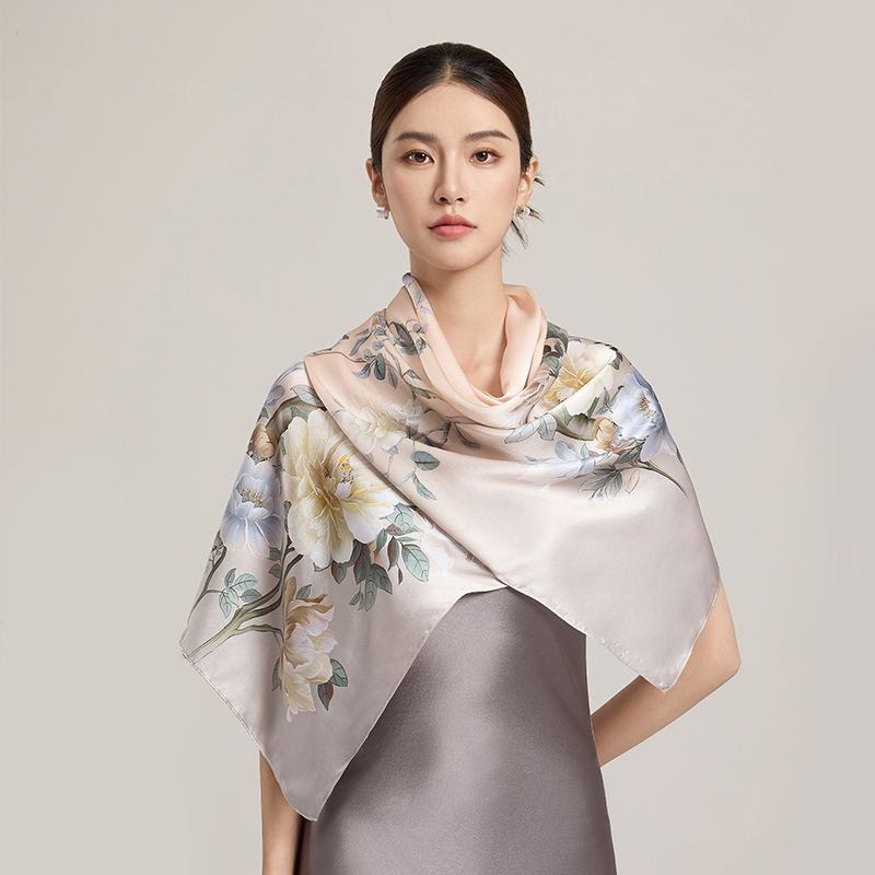 Écharpes en soie pour femmes, foulards longs de luxe 100 % soie, châles et étoles à motifs floraux, écharpes de cou imprimées 2026, écharpes en soie pure et véritable