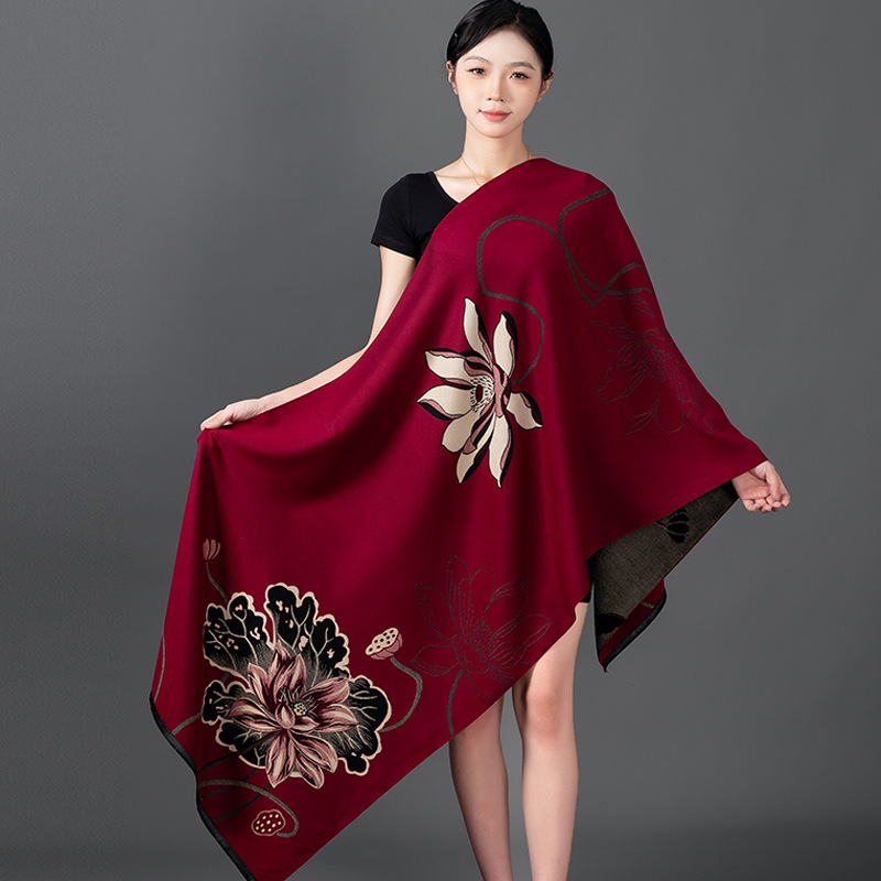 Femmes hiver châle cachemire écharpe imprimé fleuri châle enveloppement Pashmina chaud foulards épais voyage couverture femme tout-Match Echarpe