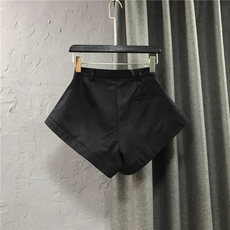 Shorts taille haute de style coréen pour femmes, pantalon large au design original, short décontracté coupe trapèze pour le printemps et l'été
