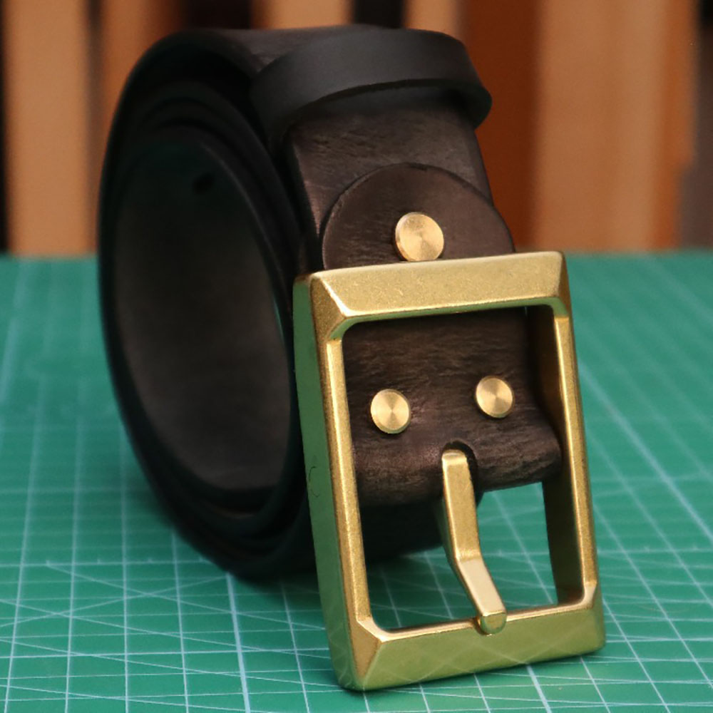 DistMurcia-Ceinture rétro en laiton faite à la main pour homme, cuir de vachette moderne et polyvalent, style Amekaji