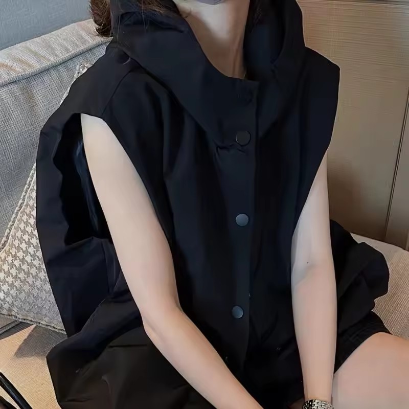 Gilets à capuche pour femmes, manteaux à simple boutonnage, hauts amples et décontractés, coréen, Simple, assorti avec tout, respirant, printemps automne