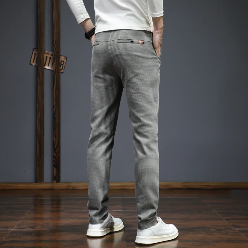Automne hiver nouveaux pantalons décontractés pour hommes mode coréenne Stretch droit pantalon ajusté haute qualité pantalons de survêtement couleur unie mâle