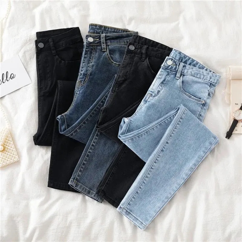 2024 nouveaux jeans femme Denim pantalon couleur noire femmes jean femme Stretch bas pantalon slim pour femmes pantalon 38