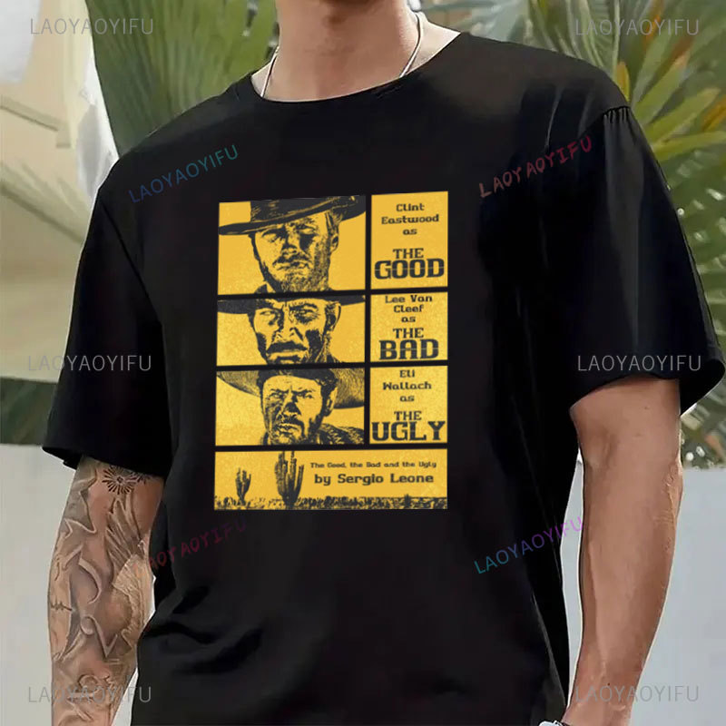 Mode hommes vêtements le bon le mauvais et laid impression t-shirt pour homme Il Buono Brutto Cattivo hauts été banlieue t-shirts occasionnels