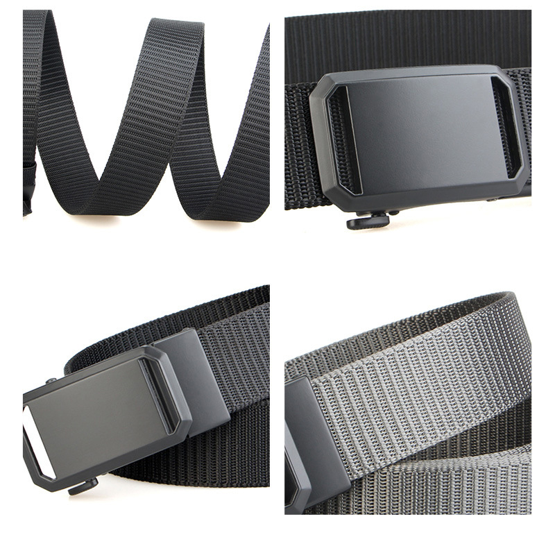 Ceinture tactique en toile pour homme avec boucle automatique en métal, durable, décontractée, pour la chasse, l'aventure, l'entraînement, les jeans et les pantalons