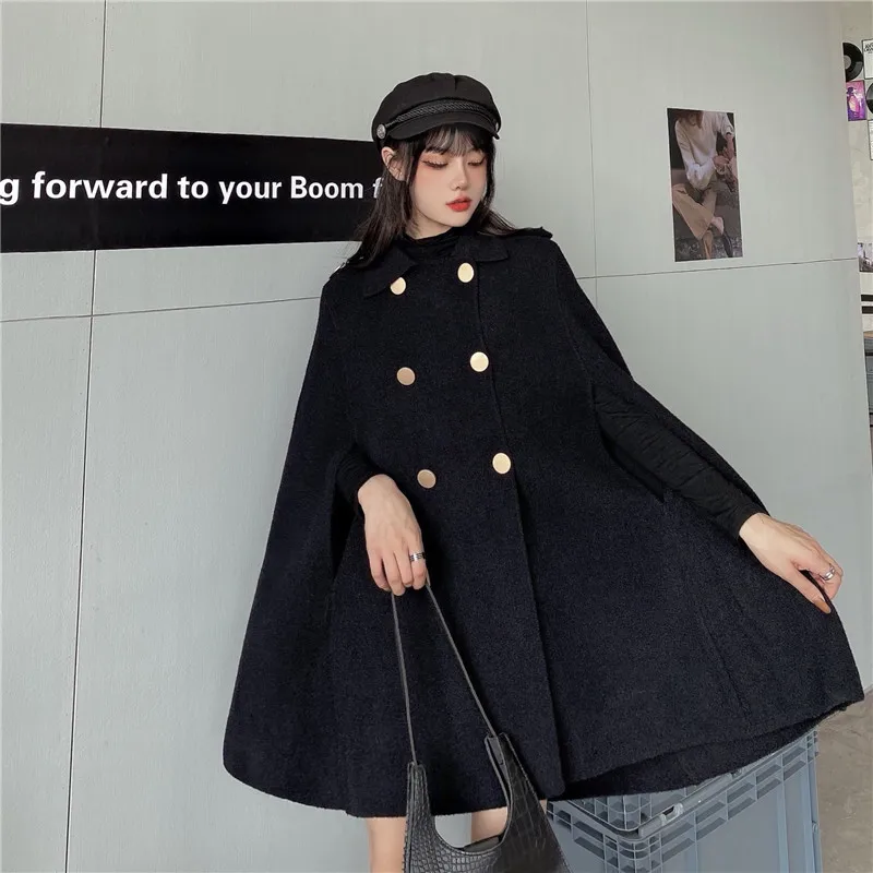 Automne hiver grande taille femmes Manteau laine tissu Cape pardessus ample Femme haute qualité 2025 Manteau Femme Hiver surdimensionné