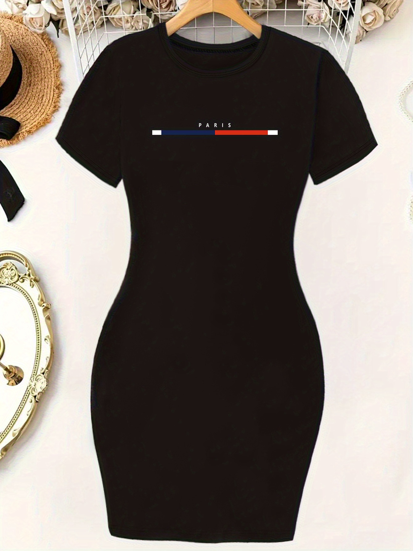 Robe d'été sexy pour femme, mini-robe courte sexy avec imprimé noir