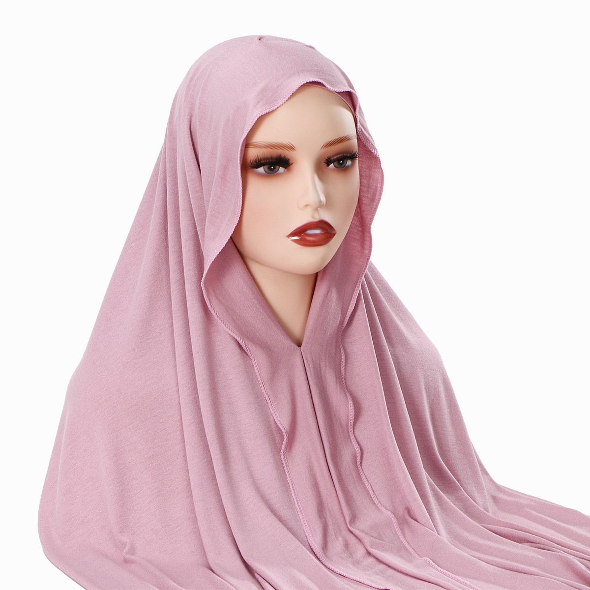 Ensemble Hijab et Foulard Instantané Ramadan New Jersey avec Aimants Intégrés, Châle Uni Facile à Porter avec Sous-Hijab