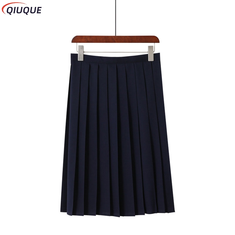 Jupes plissées noires/bleu foncé pour femmes, courtes et longues, pour filles, taille haute, jupes japonaises JK, uniforme d'étudiant à la mode, été