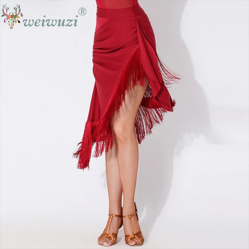 Robe à franges pour la pratique de la danse latine pour femmes, jupe courte pour la compétition de danse, costumes de scène pour femmes adultes