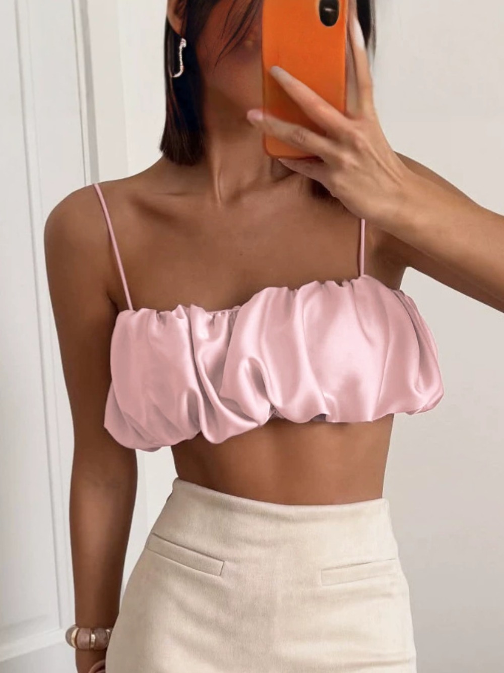 Camisole Chic et Décontractée pour Femme, Dos Nu, à Plis Floraux, Printemps-Été, Ample et Douce, Idéale pour la Plage, les Voyages et les Vacances