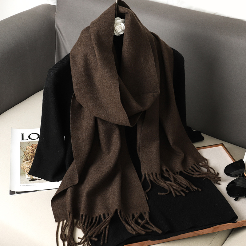 Écharpe d'hiver pour femme en 4 couleurs unies, effet cachemire, épaisse, chaude, coupe-vent, châle enveloppant, écharpe de luxe pour l'extérieur, tendance
