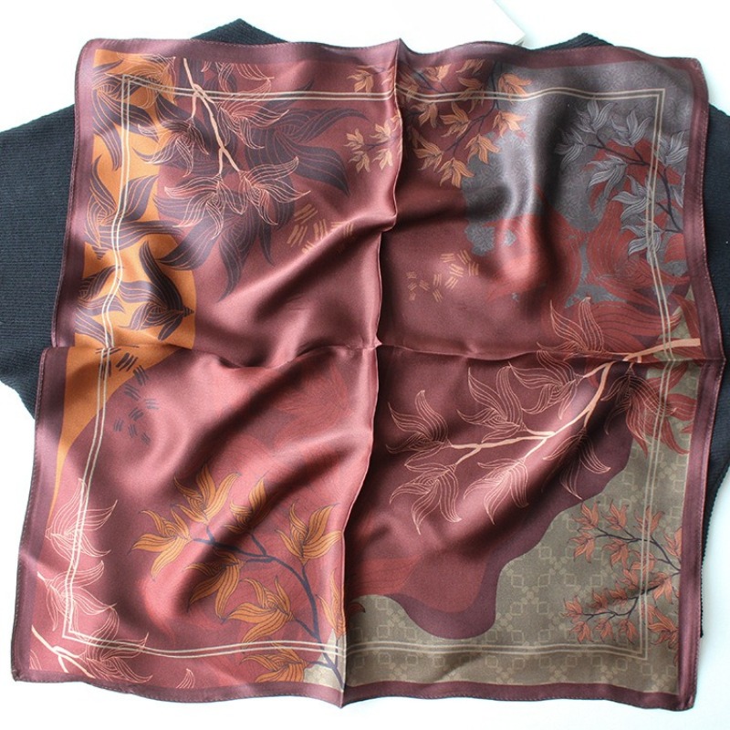 Nouveau Foulard Carré 100% Soie de Mûrier, Marque de Luxe, Imprimé Floral Vintage de Créateur, Bandana, Hijab, Ruban de Sac, Cadeau pour Femme