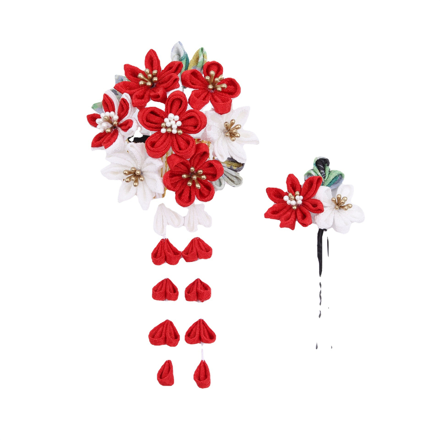 1 ensemble japonais à la main tissu fleur pince à cheveux gland Kimono épingle à cheveux chapeaux Barrette Yukata accessoires décor femmes fille Gi