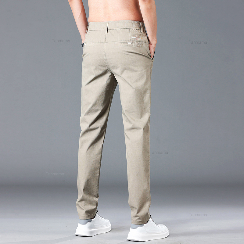 Pantalon décontracté en coton pour hommes, mince et doux, élastique, mode coréenne, fjBlack, vert, printemps, été