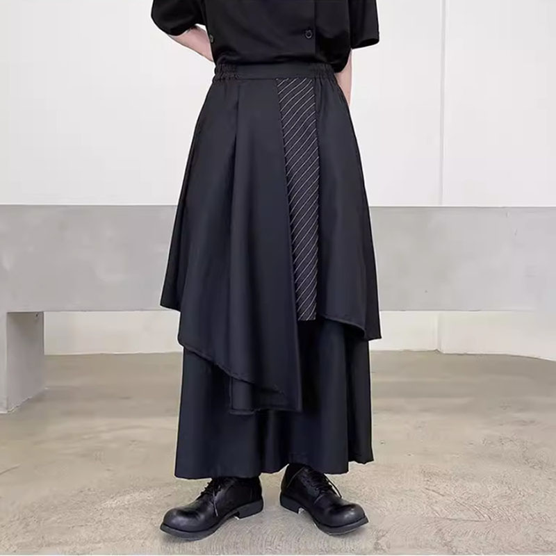 Femmes jupes pantalons japonais gothique pantalons irréguliers femmes taille haute noir pantalons longs jupes femme jupes plissées femmes vêtements