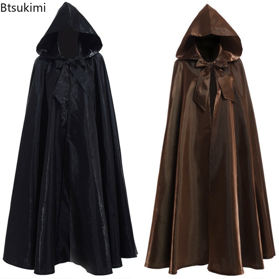 Robe longue à capuche pour femmes et hommes adultes, Cape à capuche, sorcellerie, vacances de noël, couleur unie, Cape médiévale, Costume de fête d'halloween