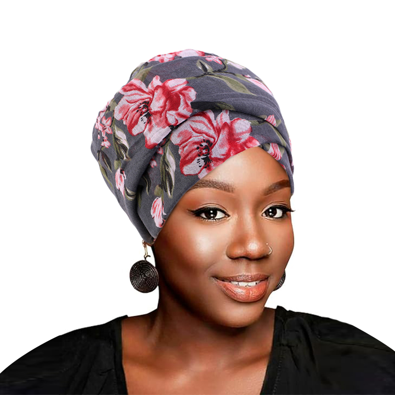 Turban bandana avec nœud supérieur pour femme, bonnet imprimé floral, écharpe pour cheveux longs, bonnet indien, vêtements de sauna musulmans, nouvelle collection