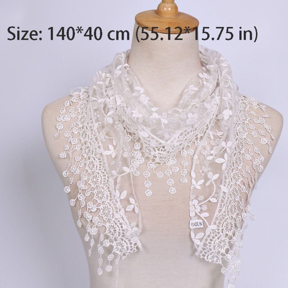 Écharpe triangulaire simple à imprimé floral en dentelle, foulard brodé de style ethnique, accessoires de voile, bandeau pour femme