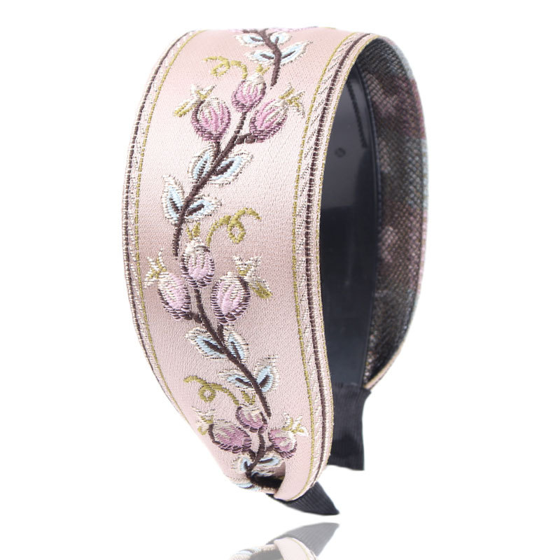 Bandeau de sauna à larges bords pour femmes, coiffe de fleurs brodées, bandeaux de cheveux coordonnants, classique et denté, rétro français