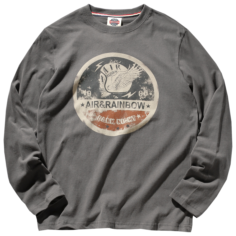 T-shirt à manches longues pour homme, pur coton délavé, DistMurcia, Chimy brossé, printemps et automne