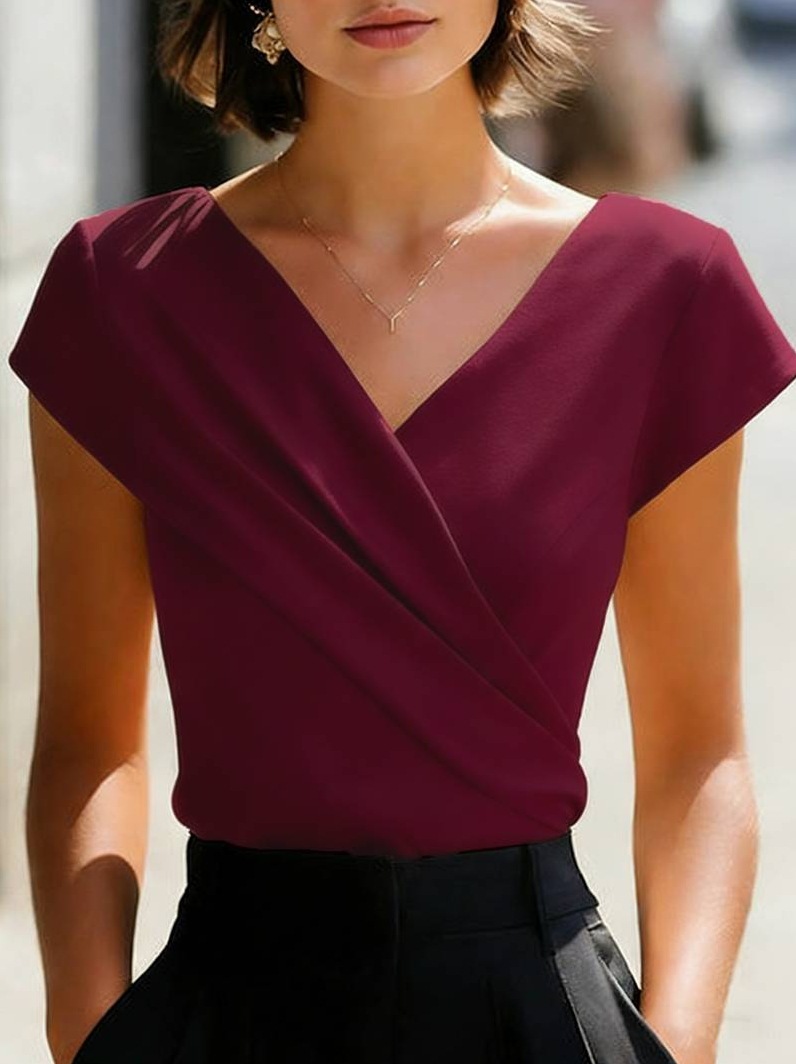 Chemisier blanc en dentelle à manches courtes pour femme – Hauts élégants et chemises tendance – Offres été 2026 pour jeunes femmes