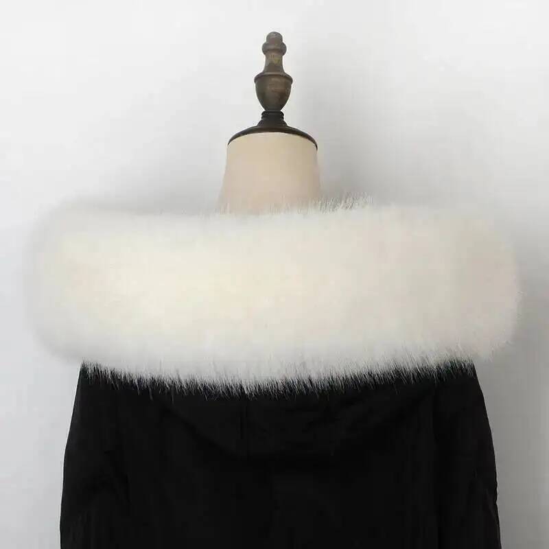 Femmes fausse fourrure de renard col châle fourrure col pour manteau d'hiver capuche fourrure décor fausse fourrure écharpe Parkas manteau col de fourrure foulards