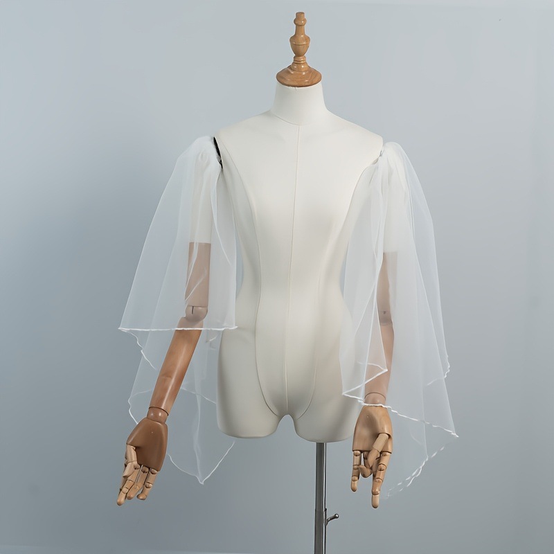 Élégantes manches de mariée amovibles en tulle transparent avec voile d'épaule décoratif pour accessoires de robe féminine