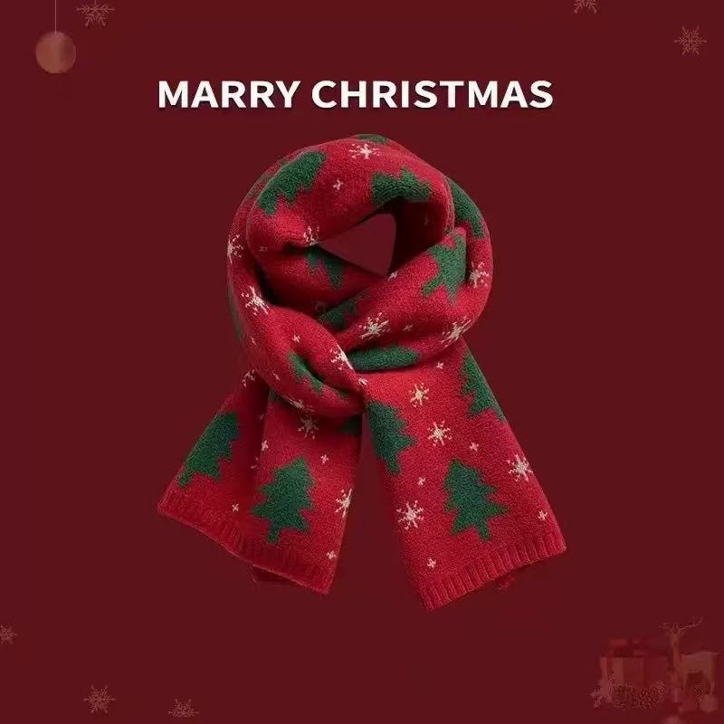 Écharpe d’hiver chaude pour femmes et hommes, motif cerf ou élan, écharpe tricotée double face, châle en laine à la fois tendance et polyvalent, cadeau de Noël pour les filles.