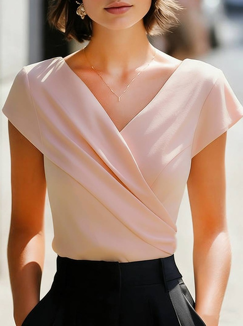 Chemisier blanc en dentelle à manches courtes pour femme – Hauts élégants et chemises tendance – Offres été 2026 pour jeunes femmes