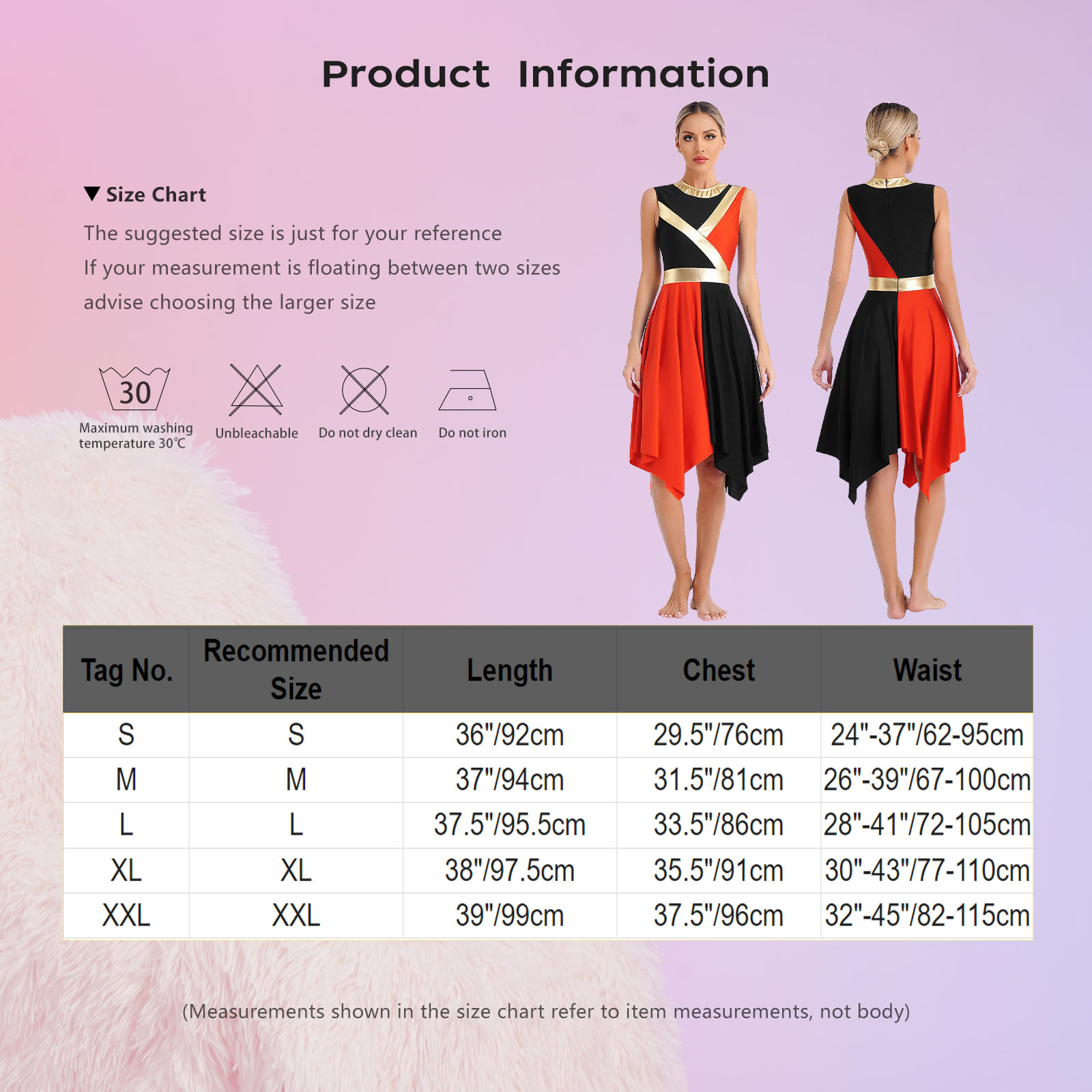 Robe liturgique pour femmes, sans manches, bloc de couleur métallique, Patchwork, Costume de danse lyrique, vêtements de danse