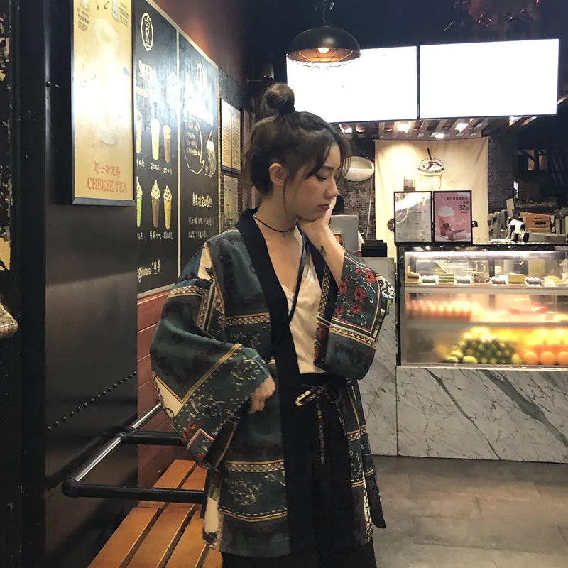 Cardigan en mousseline imprimé rétro style chinois pour l'été, chemise kimono japonaise streetwear, blouse Harajuku Kawaii