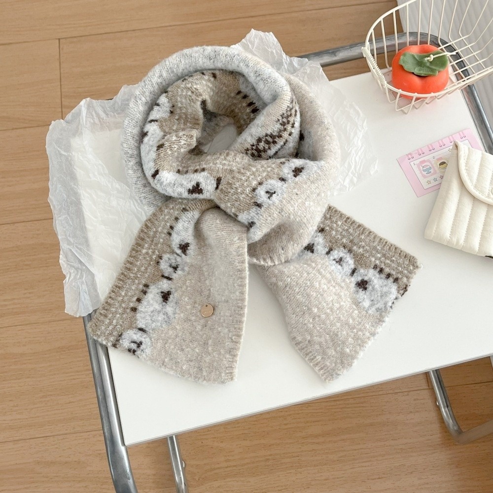 Écharpe tricotée à imprimé mouton mignon et tendance, coupe-vent, anti-froid, châle chaud, cache-cou doux pour femme