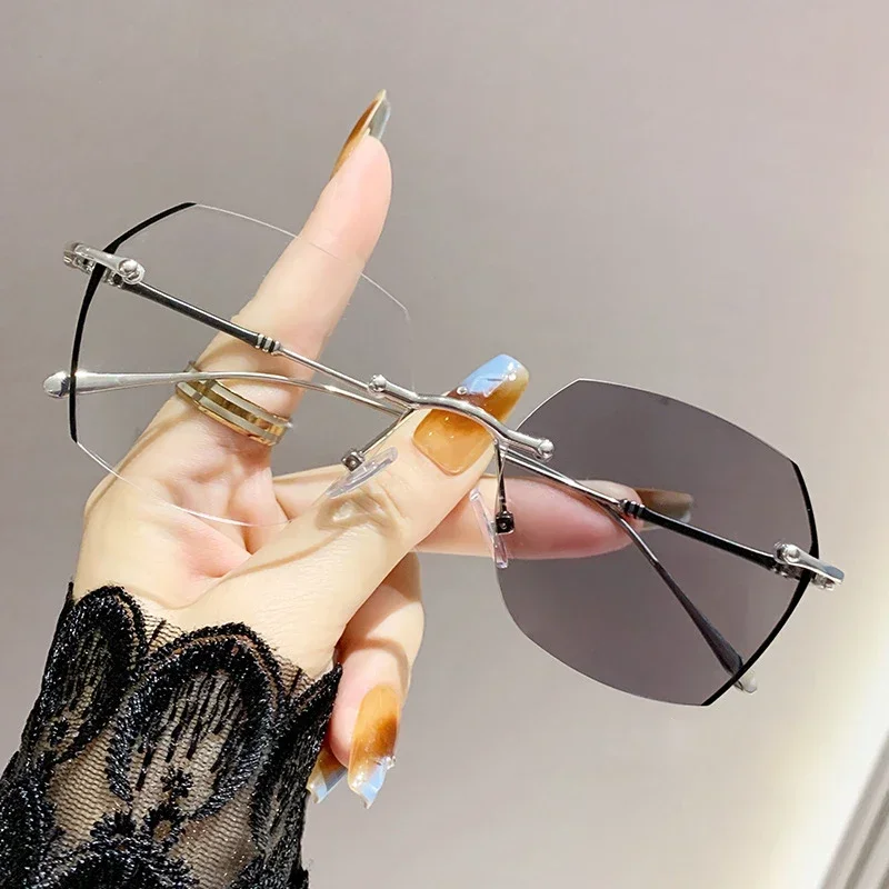 Lunettes d'été pour myopie photochromiques sans cadre, avec sensation neutre haut de gamme et luxueuses, Anti-lumière bleue, nouvelle collection
