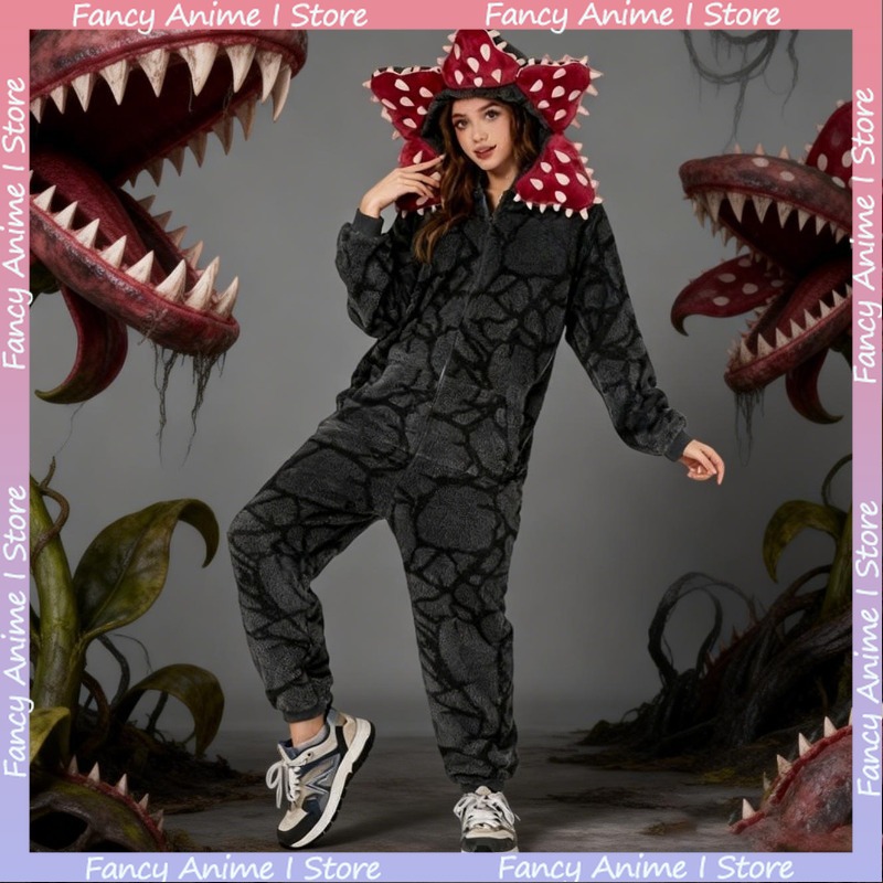 Pyjama Costume de Cosplay Demogorgon en Flanelle pour Adultes et Enfants, Ensemble Fleur Mangeuse d'Hommes, Drôle, Tendance et Mignon, Vêtements d'Intérieur pour Femme et Homme