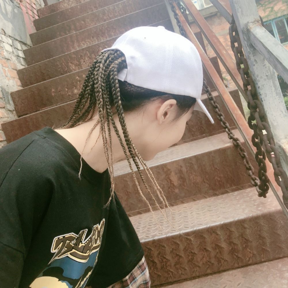 Casquette de baseball avec perruque intégrée, style Hip Hop, visière, pour usage quotidien, avec dreadlocks et cheveux tressés effet décoiffé, 35 cm, protection solaire, été, unisexe