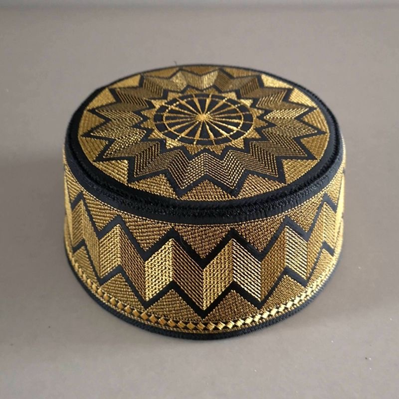 Chapeaux Musulmans pour Hommes, Vêtements, Produits Turcs, Chapeau de Prière en Maille Dorée, Kippa, Kufi Islamique, Topi Brodé 03295