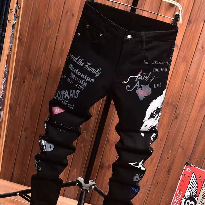 2025 nouveaux hommes impression jeans coupe ajustée jeans hommes mode classique Denim Skinny Jeans hommes décontracté haute qualité pantalon