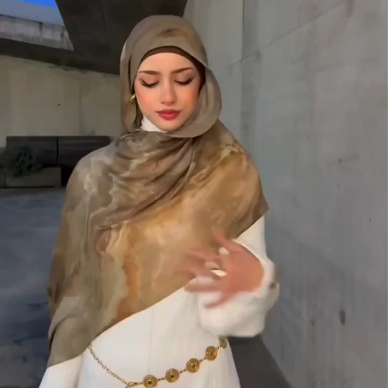 Foulard musulman imprimé aquarelle motif peau de cerf pour femme, châle léger en rayonne et coton doux et respirant, turban islamique
