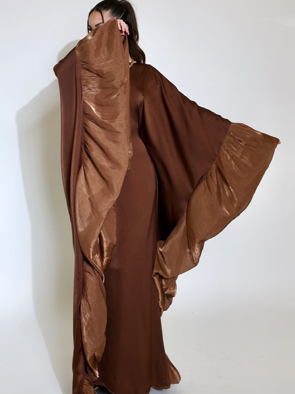 Eid musulman Abaya femmes Robe Satin manches chauve-souris robes Largos robes de soirée arabe longue Robe maroc dubaï caftan soyeux Jalabiya