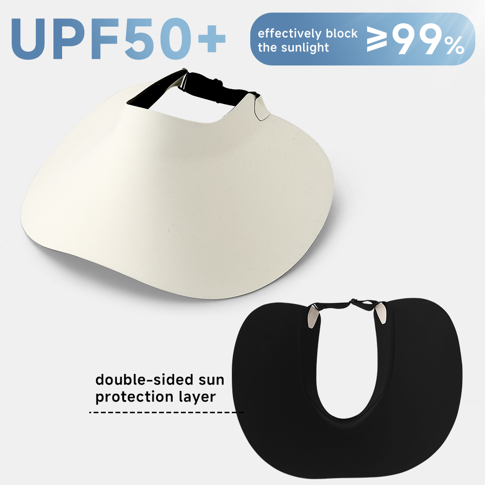 Chapeau de soleil pour femme avec protection UV, visière monobloc sans couture, large bord pour une protection complète, casquette de soleil à dessus creux
