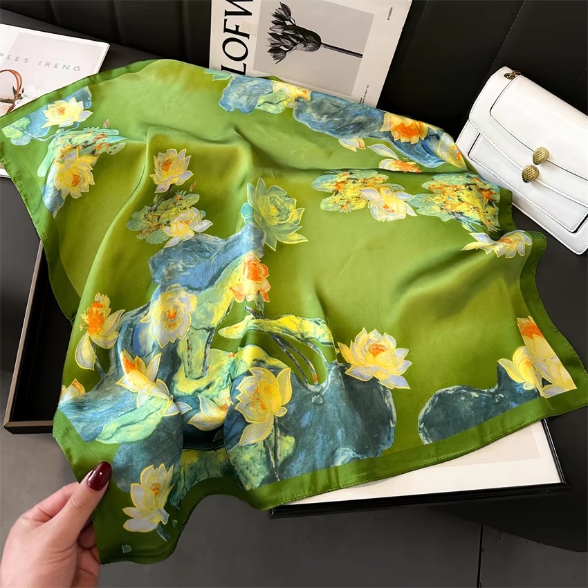 70cm cheveux impression été soie sentiment écharpe pour les femmes mode cou cravate sac à main Foulard poignet Foulard châle enveloppes Hajib