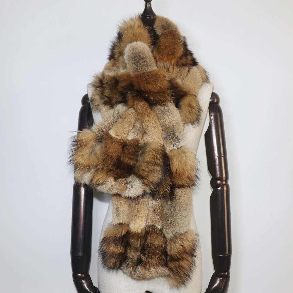 Écharpe en fourrure de lapin avec fourrure de renard argenté pour femme, optique chaude, écharpes d'hiver pour femme, cache-cou, tout à la mode, Rex, nouveau