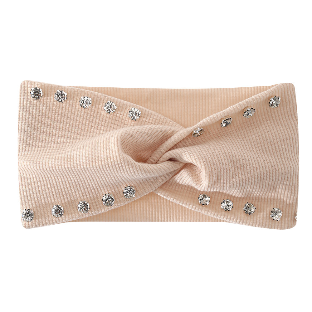 Bandeau en strass couleur unie, simple et polyvalent, élastique croisé en laine tricotée, pour le sport et le quotidien des femmes